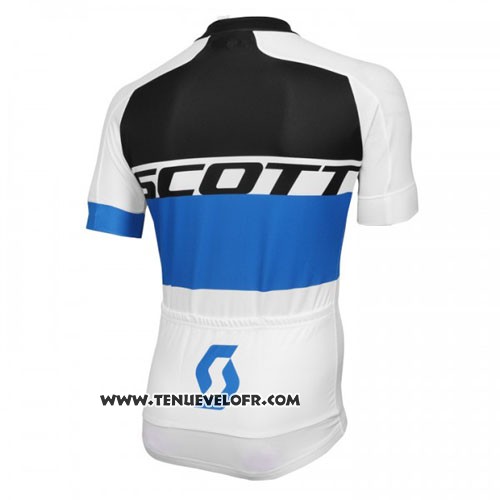 2016 Maillot Ciclismo Scott Blanc et Bleu Manches Courtes et Cuissard