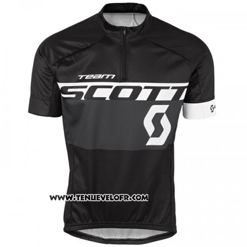 2016 Maillot Ciclismo Scott Blanc et Noir Manches Courtes et Cuissard
