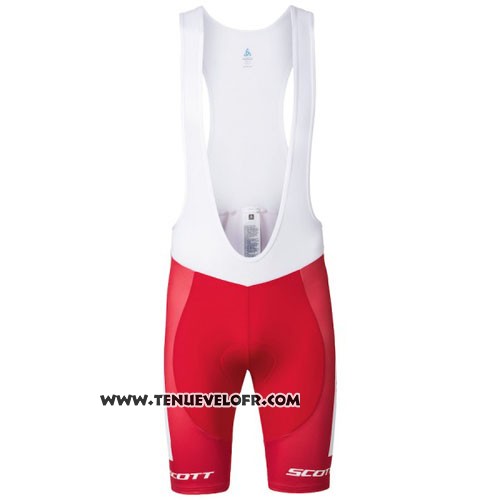 2016 Maillot Ciclismo Scott Blanc et Rouge Manches Courtes et Cuissard