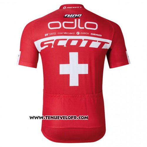 2016 Maillot Ciclismo Scott Blanc et Rouge Manches Courtes et Cuissard