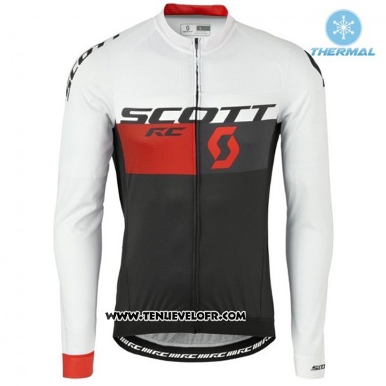 2016 Maillot Ciclismo Scott Blanc et Rouge Manches Longues et Cuissard