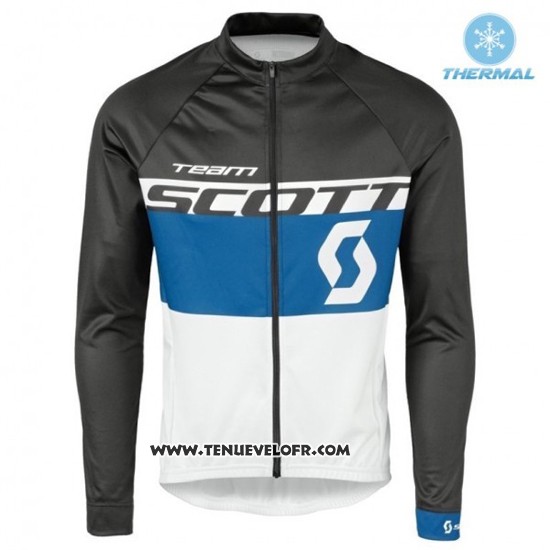 2016 Maillot Ciclismo Scott Bleu et Blanc Manches Longues et Cuissard