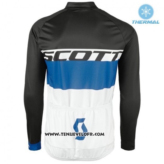 2016 Maillot Ciclismo Scott Bleu et Blanc Manches Longues et Cuissard