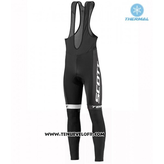 2016 Maillot Ciclismo Scott Bleu et Blanc Manches Longues et Cuissard