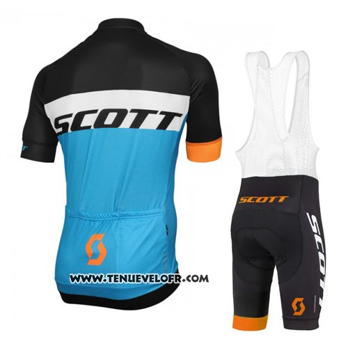 2016 Maillot Ciclismo Scott Bleu et Noir Manches Courtes et Cuissard