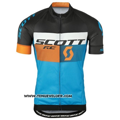 2016 Maillot Ciclismo Scott Bleu et Noir Manches Courtes et Cuissard