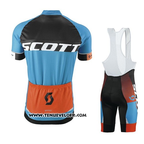 2016 Maillot Ciclismo Scott Bleu et Orange Manches Courtes et Cuissard