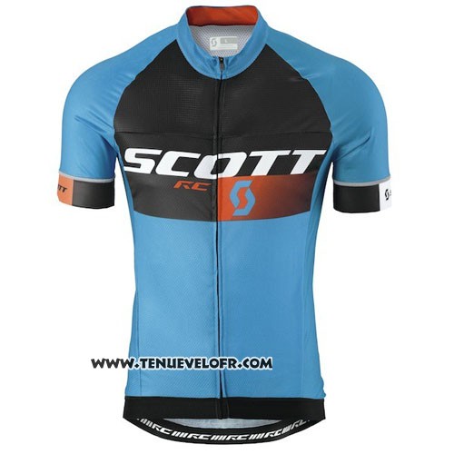 2016 Maillot Ciclismo Scott Bleu et Orange Manches Courtes et Cuissard