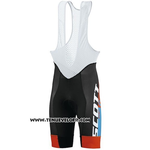 2016 Maillot Ciclismo Scott Bleu et Orange Manches Courtes et Cuissard