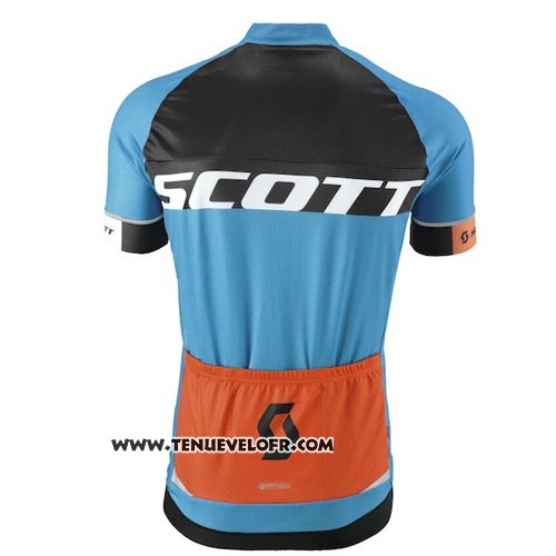 2016 Maillot Ciclismo Scott Bleu et Orange Manches Courtes et Cuissard