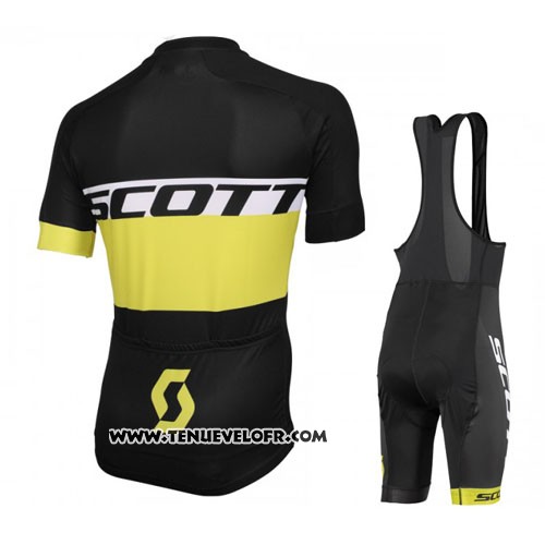 2016 Maillot Ciclismo Scott Jaune Noir Manches Courtes et Cuissard