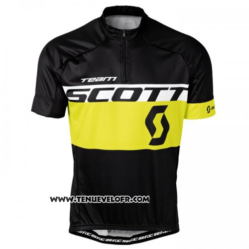 2016 Maillot Ciclismo Scott Jaune Noir Manches Courtes et Cuissard