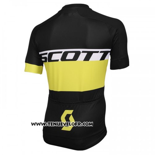 2016 Maillot Ciclismo Scott Jaune Noir Manches Courtes et Cuissard
