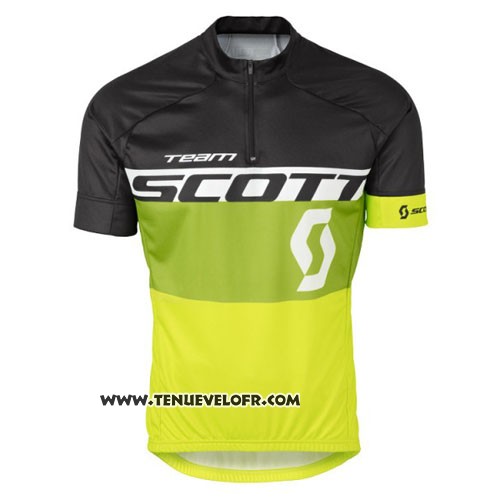 2016 Maillot Ciclismo Scott Jaune et Noir Manches Courtes et Cuissard