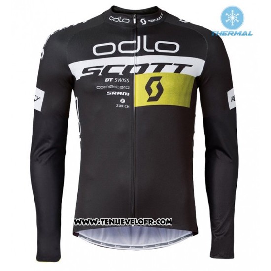2016 Maillot Ciclismo Scott Jaune et Noir Manches Longues et Cuissard