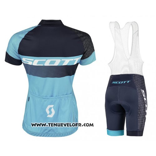 2016 Maillot Ciclismo Scott Noir Bleu Manches Courtes et Cuissard
