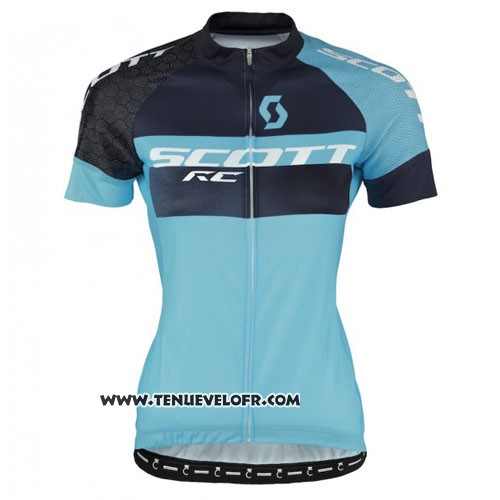 2016 Maillot Ciclismo Scott Noir Bleu Manches Courtes et Cuissard