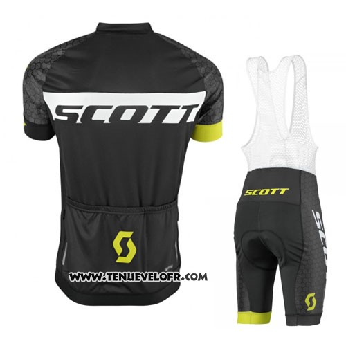 2016 Maillot Ciclismo Scott Noir Jaune Manches Courtes et Cuissard