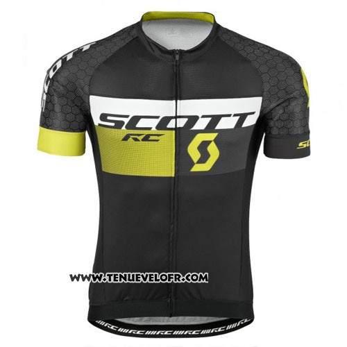2016 Maillot Ciclismo Scott Noir Jaune Manches Courtes et Cuissard
