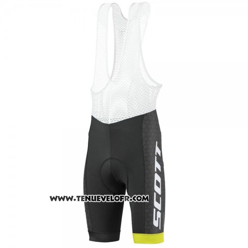 2016 Maillot Ciclismo Scott Noir Jaune Manches Courtes et Cuissard