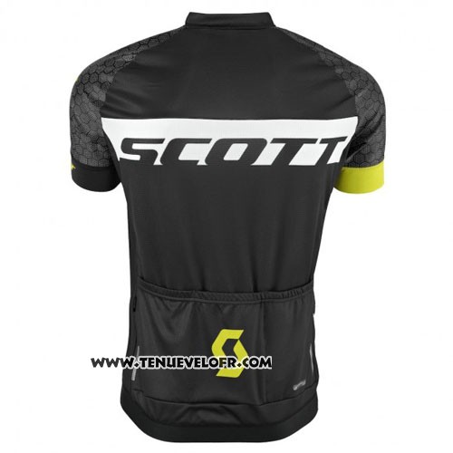 2016 Maillot Ciclismo Scott Noir Jaune Manches Courtes et Cuissard