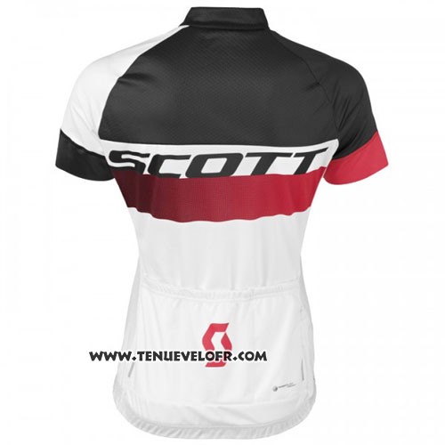 2016 Maillot Ciclismo Scott Noir et Blanc Manches Courtes et Cuissard
