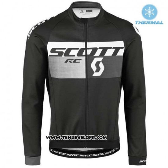 2016 Maillot Ciclismo Scott Noir et Blanc Manches Longues et Cuissard