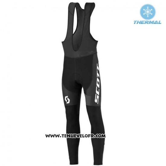2016 Maillot Ciclismo Scott Noir et Blanc Manches Longues et Cuissard
