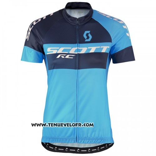 2016 Maillot Ciclismo Scott Noir et Bleu Manches Courtes et Cuissard