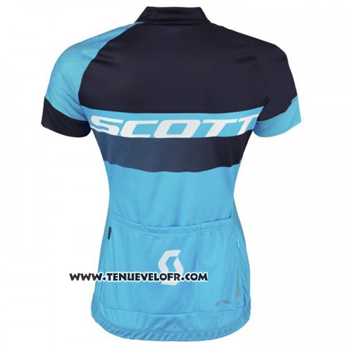 2016 Maillot Ciclismo Scott Noir et Bleu Manches Courtes et Cuissard