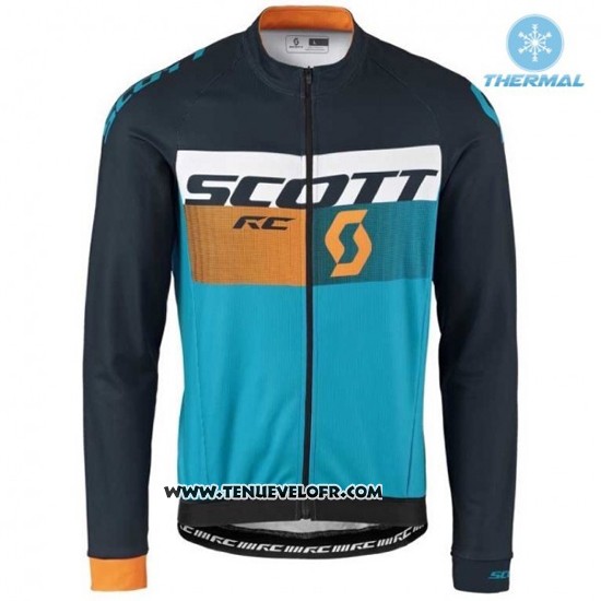 2016 Maillot Ciclismo Scott Noir et Bleu Manches Longues et Cuissard