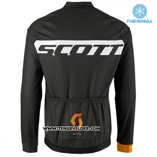 2016 Maillot Ciclismo Scott Noir et Bleu Manches Longues et Cuissard