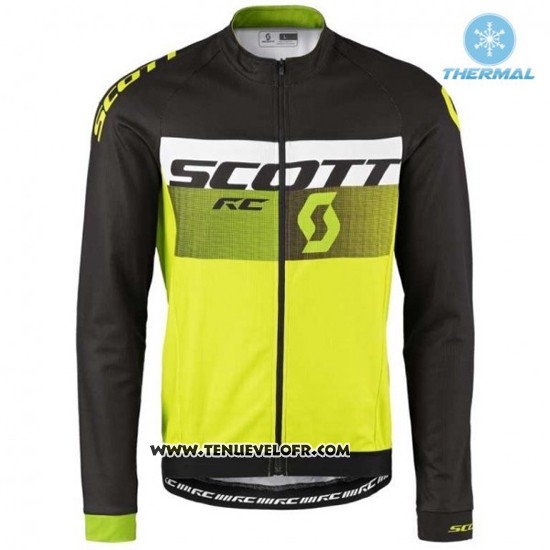 2016 Maillot Ciclismo Scott Noir et Brillant Vert Manches Longues et Cuissard