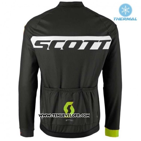2016 Maillot Ciclismo Scott Noir et Brillant Vert Manches Longues et Cuissard
