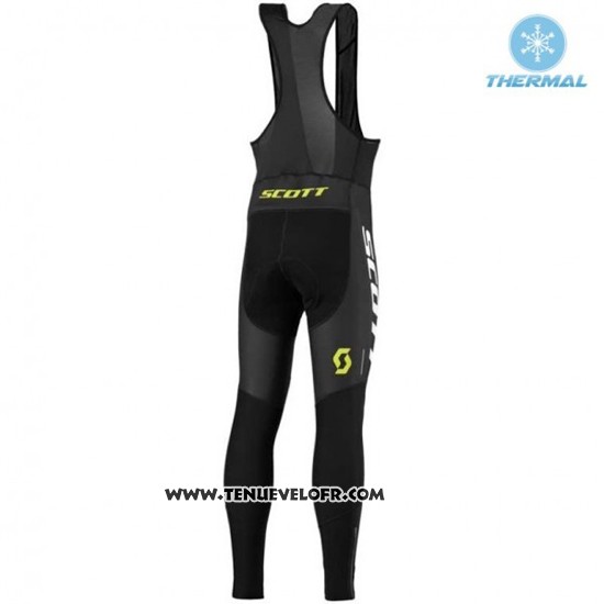 2016 Maillot Ciclismo Scott Noir et Brillant Vert Manches Longues et Cuissard