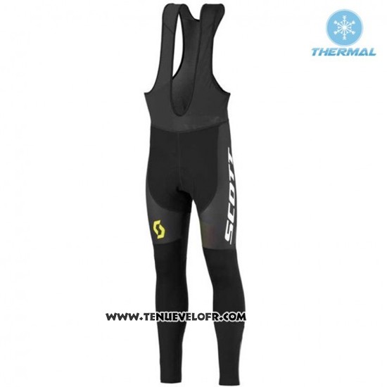 2016 Maillot Ciclismo Scott Noir et Brillant Vert Manches Longues et Cuissard