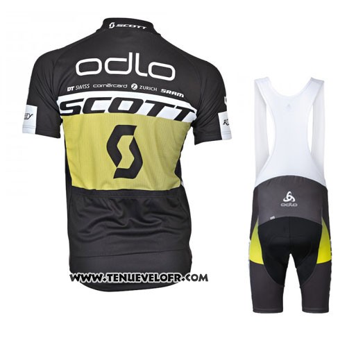 2016 Maillot Ciclismo Scott Noir et Jaune Manches Courtes et Cuissard