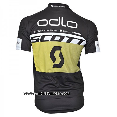2016 Maillot Ciclismo Scott Noir et Jaune Manches Courtes et Cuissard