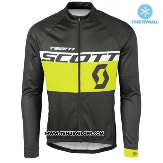 2016 Maillot Ciclismo Scott Noir et Jaune Manches Longues et Cuissard