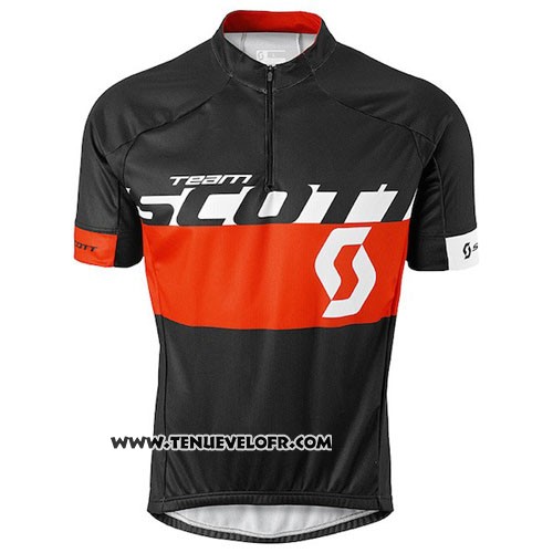 2016 Maillot Ciclismo Scott Noir et Rouge Manches Courtes et Cuissard