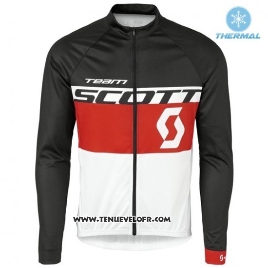2016 Maillot Ciclismo Scott Noir et Rouge Manches Longues et Cuissard