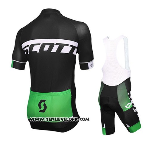 2016 Maillot Ciclismo Scott Noir et Vert Manches Courtes et Cuissard