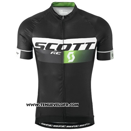 2016 Maillot Ciclismo Scott Noir et Vert Manches Courtes et Cuissard