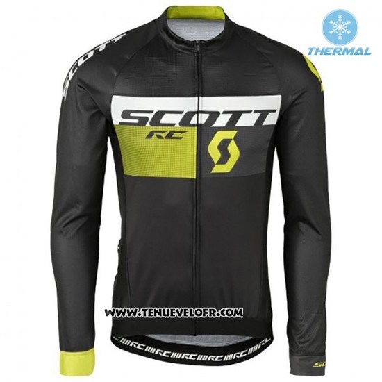 2016 Maillot Ciclismo Scott Noir et Vert Manches Longues et Cuissard