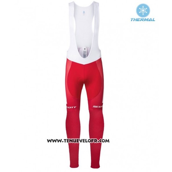 2016 Maillot Ciclismo Scott Rouge et Blanc Manches Longues et Cuissard