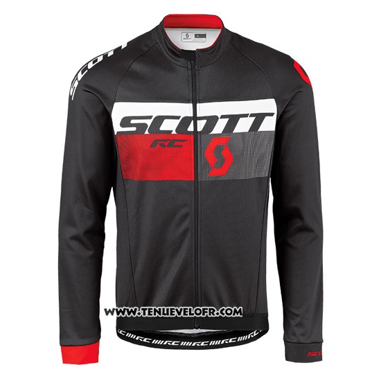 2016 Maillot Ciclismo Scott Rouge et Noir Manches Longues et Cuissard