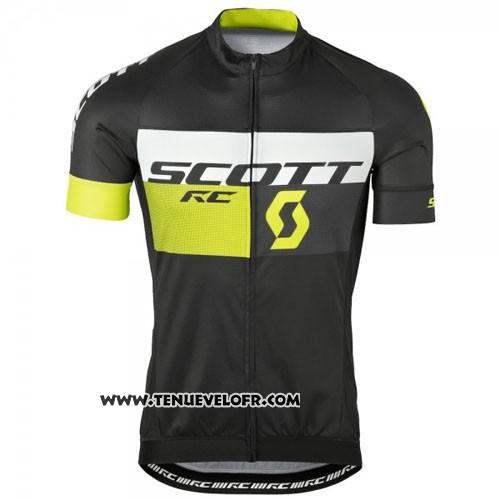 2016 Maillot Ciclismo Scott Vert et Noir Manches Courtes et Cuissard