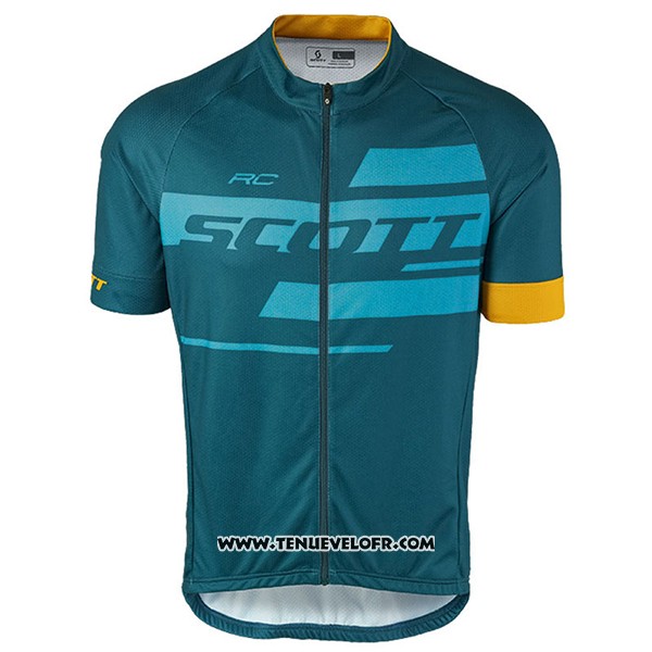 2017 Maillot Ciclismo Scott Bleu Manches Courtes et Cuissard