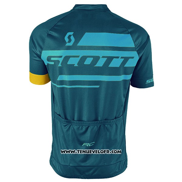 2017 Maillot Ciclismo Scott Bleu Manches Courtes et Cuissard