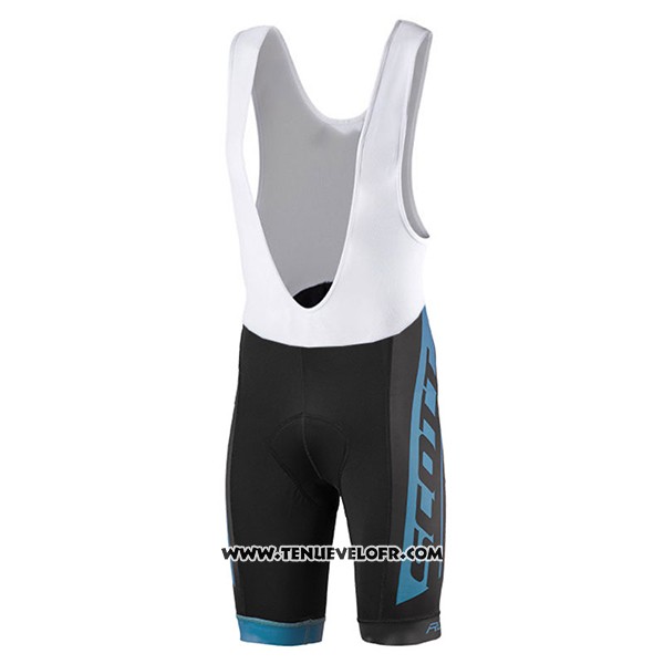 2017 Maillot Ciclismo Scott Bleu Manches Courtes et Cuissard